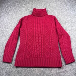 L.L. Bean Cable Knit Sweater Womens‎ Medium Turtleneck Wool Blend
